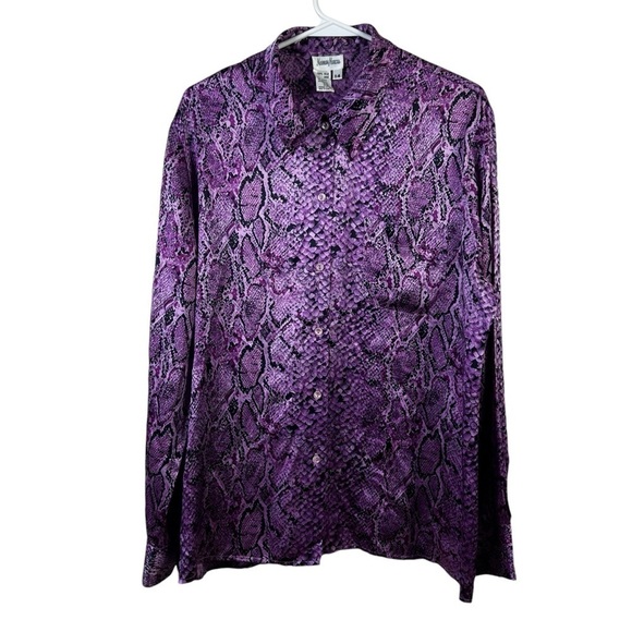 Neiman Marcus Women’s Top Blouse Purple Button Down Size 14 - Picture 2 of 11
